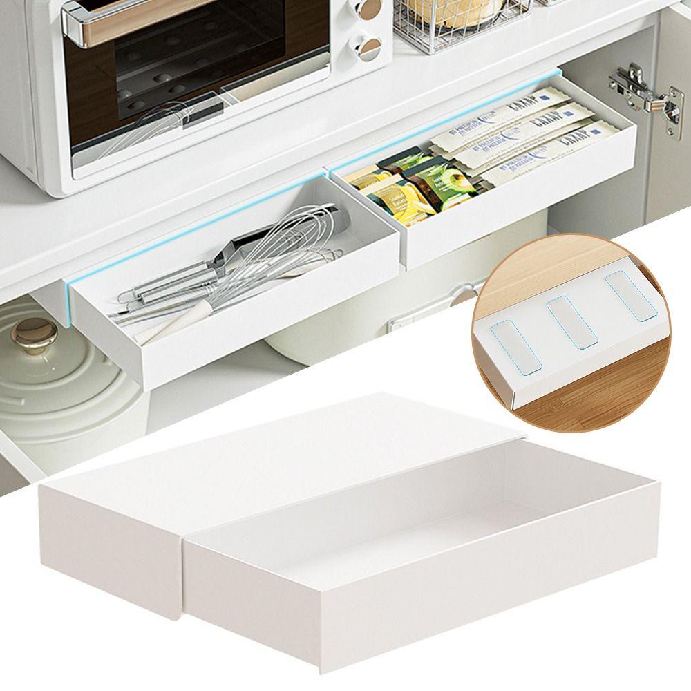 Białe Pudełko do Przechowywania pod Biurkiem Samoprzylepne Pudełko do Przechowywania Ukryty Organizer do Przechowywania Organizer Szuflada Ukryty Design