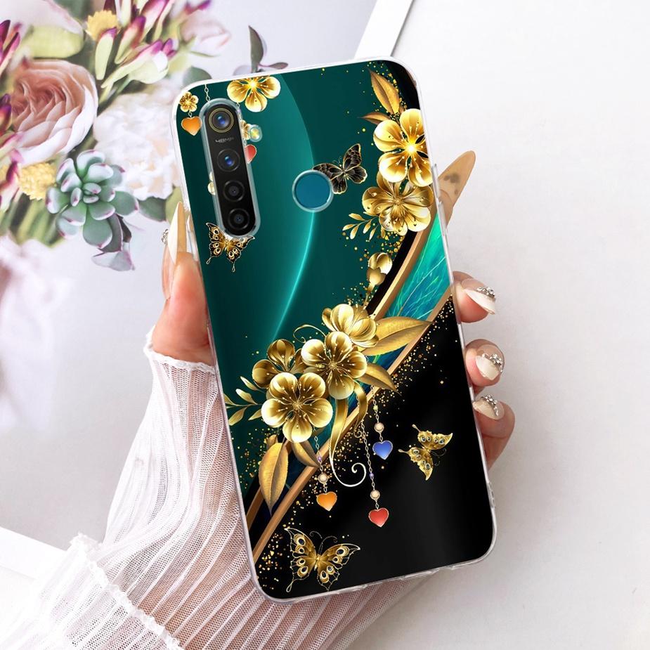 For Realme 5 5i 5S Realme5 Pro Luxury Bow Flowers Painted Cover Soft Silicone Phone Case For Realme 5 Pro 5i 5S Back Cover Coque