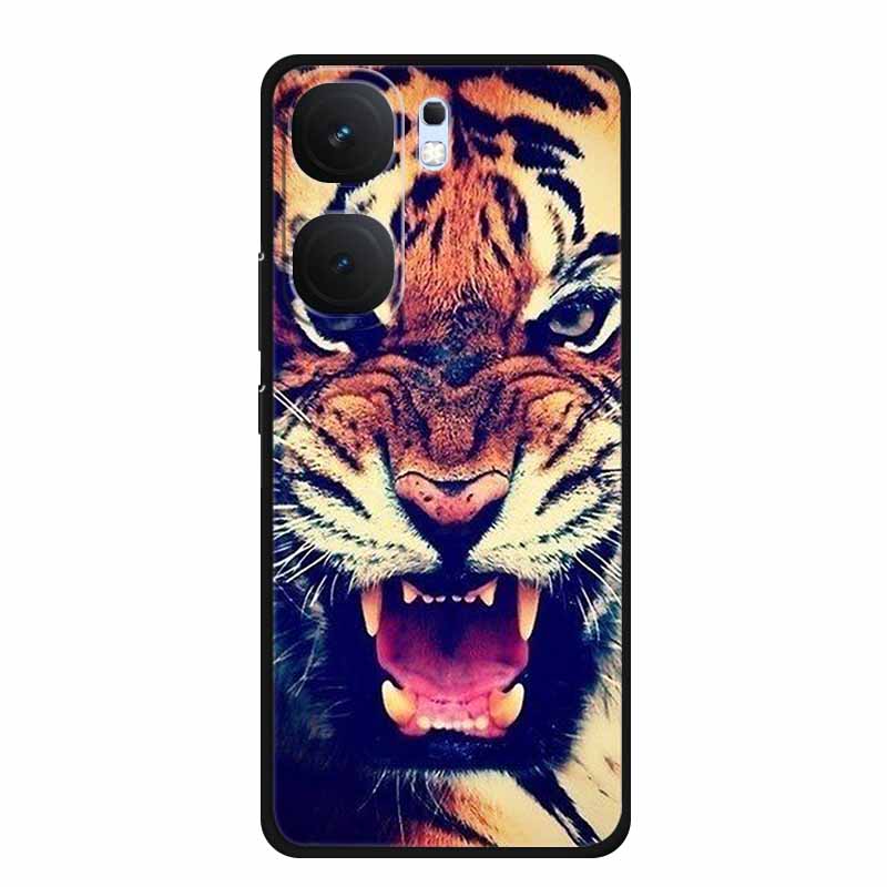 For Vivo iQOO Neo9 Pro Case TPU Silicone Soft Back Cover for Vivo iQOO Neo9 Neo 9 Black Fashion Cool Animals Coque Lion Tiger