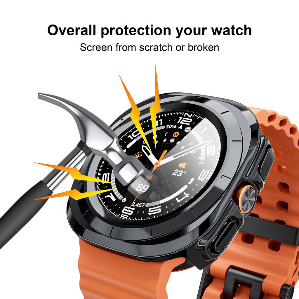 Etui do Samsung Galaxy Watch Ultra 47mm akcesoria Szkło hartowane ochrona ekranu Twardy zderzak PC Galaxy Watch 7 8 ultra Pokrowiec