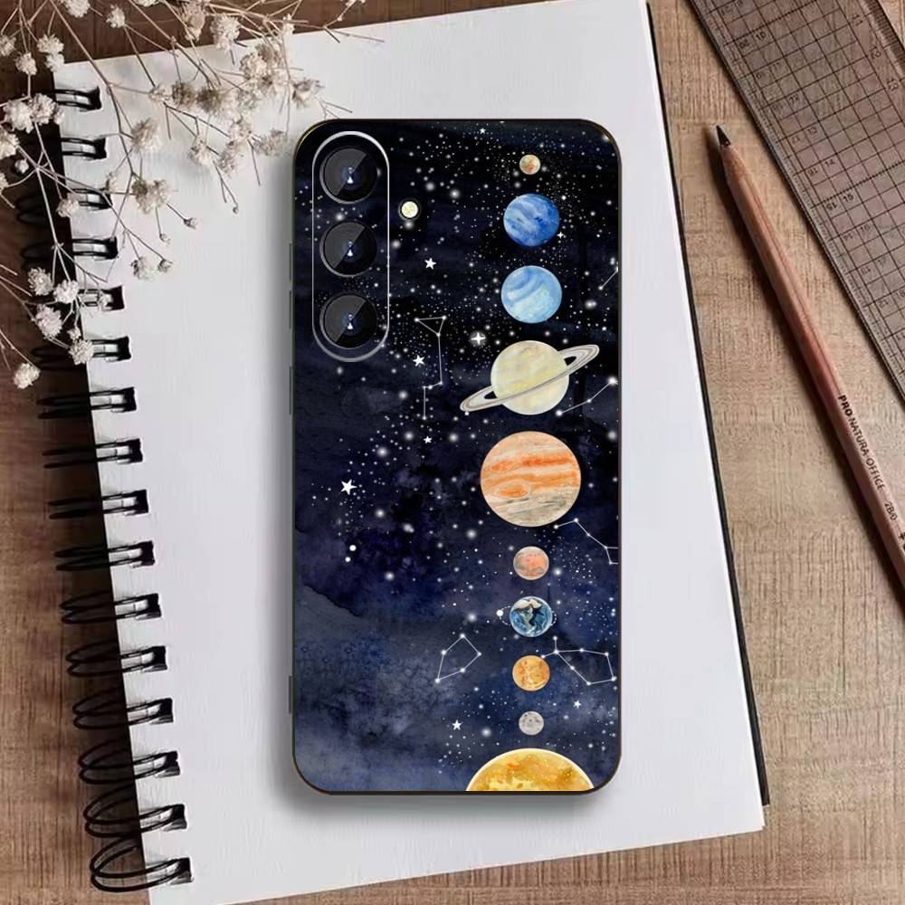 Starry Night Whimsical Landscape Phone Case For Samsung Galaxy A73,21,22,32,71,53,52,51,80,5G Soft Black Cover