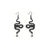 Retro Personality Black Stainless Steel Hollowed-out Pattern Snake Pendant Dangle Earrings for Women Street Hip-hop Jewelry Gift