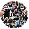 50PCS Christmas Black Cat Cute Christmas Fun Stickers DIY Handmade Materials Phone Case Laptop Luggage Bottle Stickers