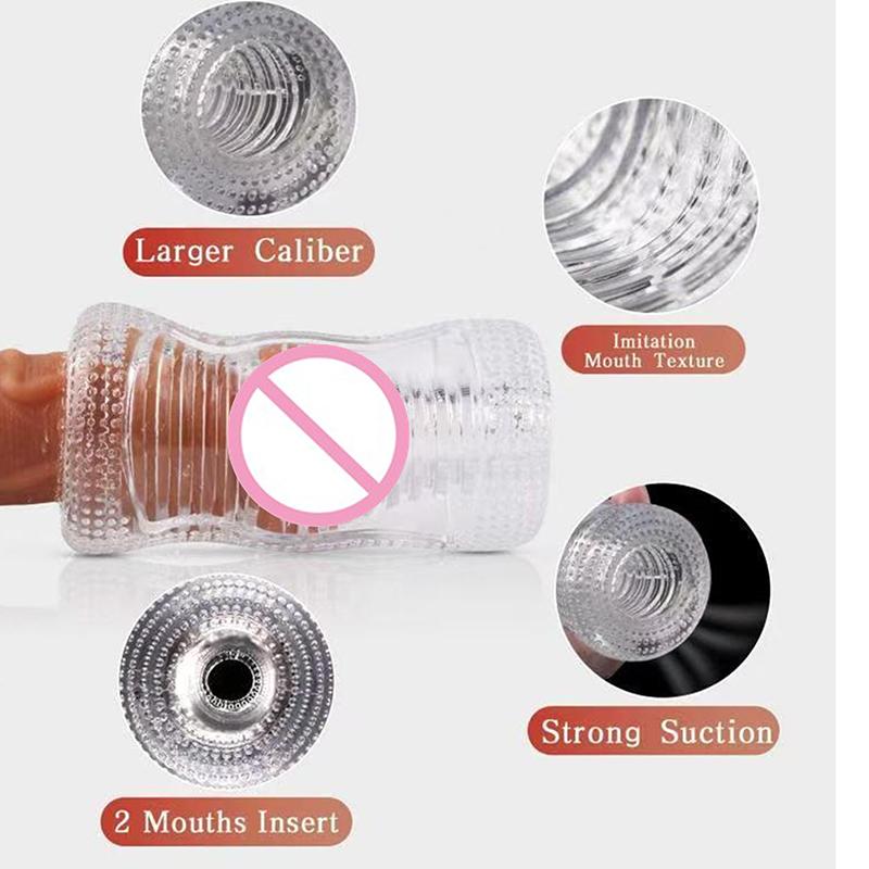 1Pc 12cm Male Masturbator Transparent Jelly Artificial Vaginal Real Pussy For Men Penis Exerciser Cock Enlarger Sex Toys