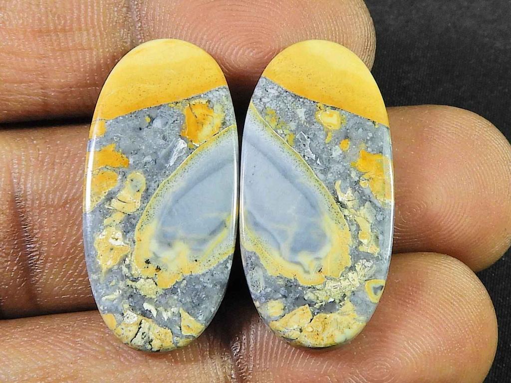 39Cts. Natural Maligano Jasper (14mm X 29mm Each) Oval Cabochon Match Pair SK-2790