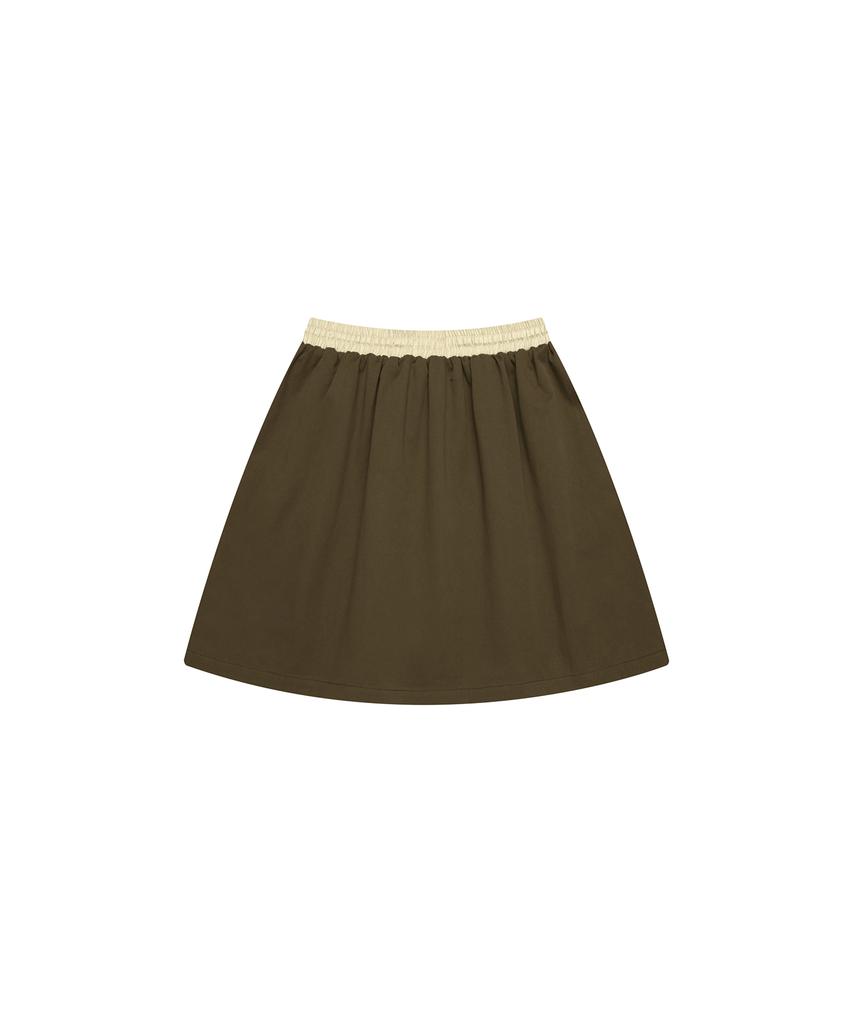 Seutyudioaenpaleukeu Contrast Waist Skirt With Inner Shorts_Brown