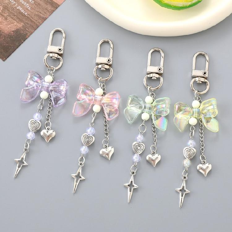 Niedliche Schlüsselanhänger für Mädchen,Liebevolle Auto-Schlüsselanhänger-Accessoires,Schlüsselanhänger-Taschenanhänger für Damen Stern Herz Schleifen Schlüsselanhänger
