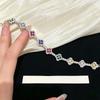 Bracelet Quadrifoglio Diamant Zircon Multicolore Rétro - Bracelet Ajustable pour Femme Luxe Léger