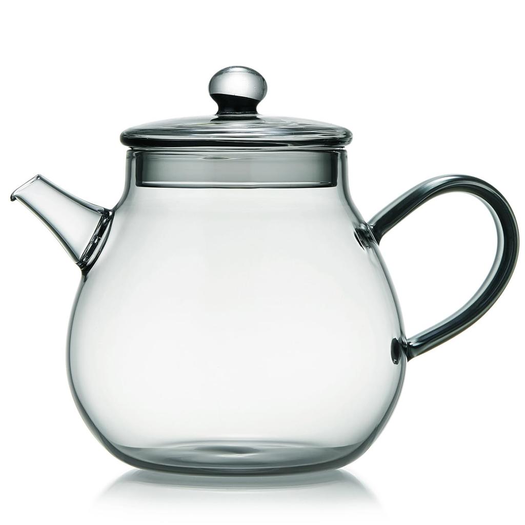 Pokaro Tea Heat-Resistant Glass Teapot, 370ml, Ink-Colored Design, Integrated Spout with Filter, Compact and Stylish Glass Teapot for Craft Tea,