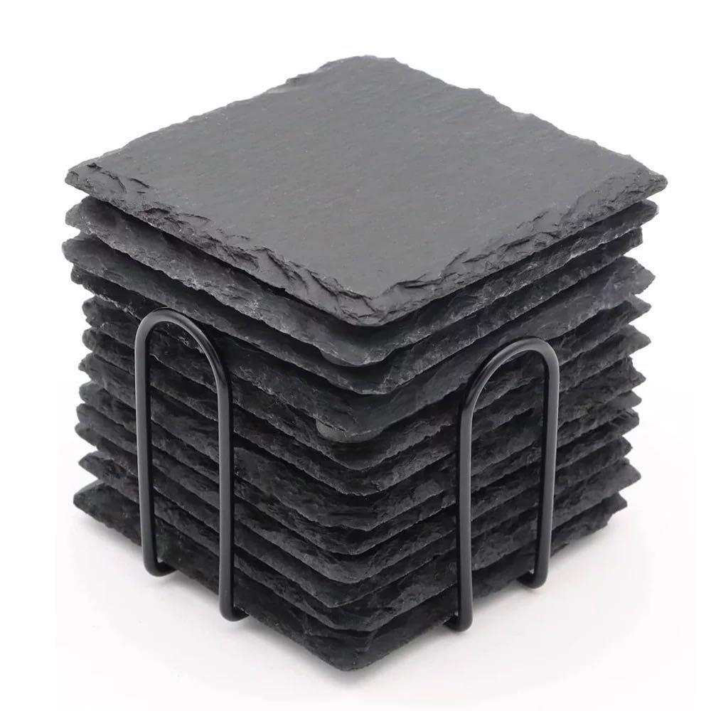 Japanese Slate Natural Rock Coasters - Heat Insulation Pads for Bar & Whiskey