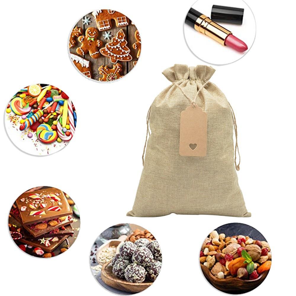 25Pcs Linen Bundle Mouth Bag Wedding Party Gift Bag Christmas Jewelry Bag DIY Linen Bag Set