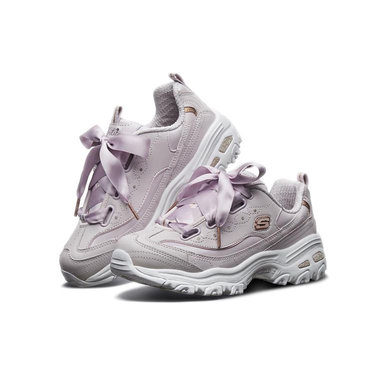 Skechers DLites 1.0 Lace-Up Retro Sports Low-Top Lifestyle Shoes Women Sneaker Lavender 11976-LAV