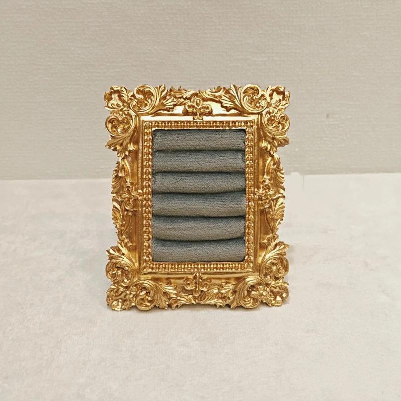 Retro Square Ring Earring Display Stand Jewelry Showcase Storage Tray Shop Window Decoration Photography Background Props