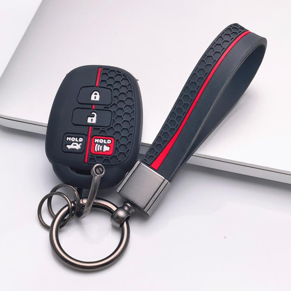 Silicone Key Cover keychain for Toyota Corolla Camry RAV4 Highlander Prado, Fits Toyota Corolla Camry RAV4 Yaris Hilux Highlander Prado Vios Fortuner