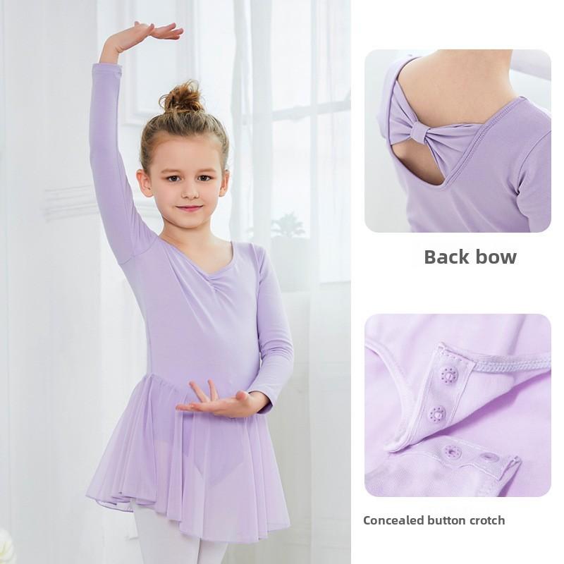 Kids Dance Costumes For Practice With Soft Cotton Fabric And Butterfly Detail