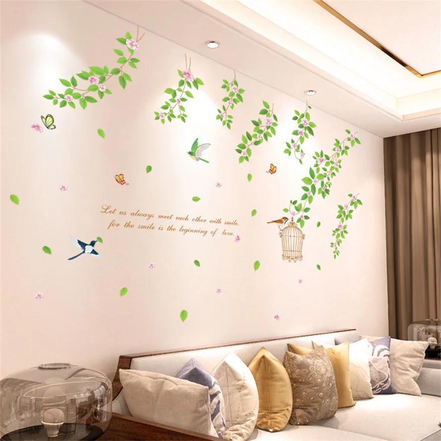 DIY Lila Lavendel Wohnzimmer Wand Aufkleber Dekor Selbst-adhesive Blumen Schmetterling Wand Aufkleber Wandbild Schlafzimmer Home Dekorationen