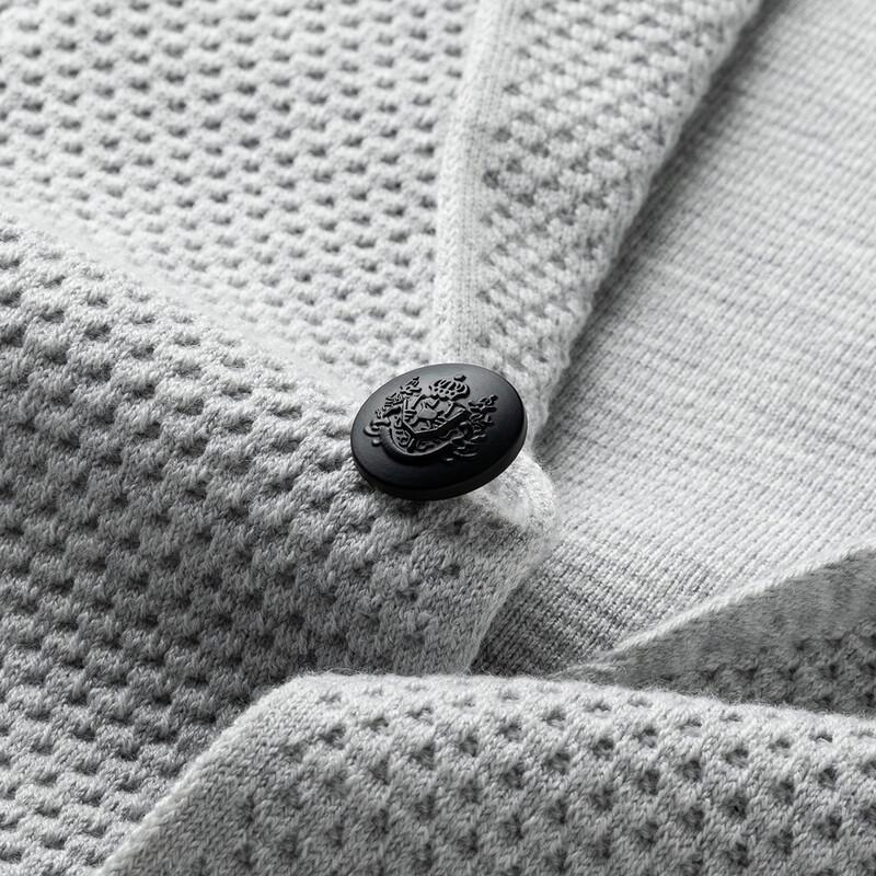 MONTAGUT Men's Merino Wool Blend Jacquard Knit Blazer