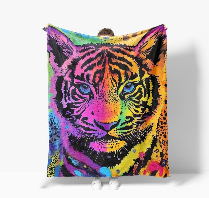Tiger Blanket Wild Animal Flannel Throw Blanket Soft Comfy Lightweight Cozy Plush Fuzzy Warm Blanket for Home Couch Bed Sofa
