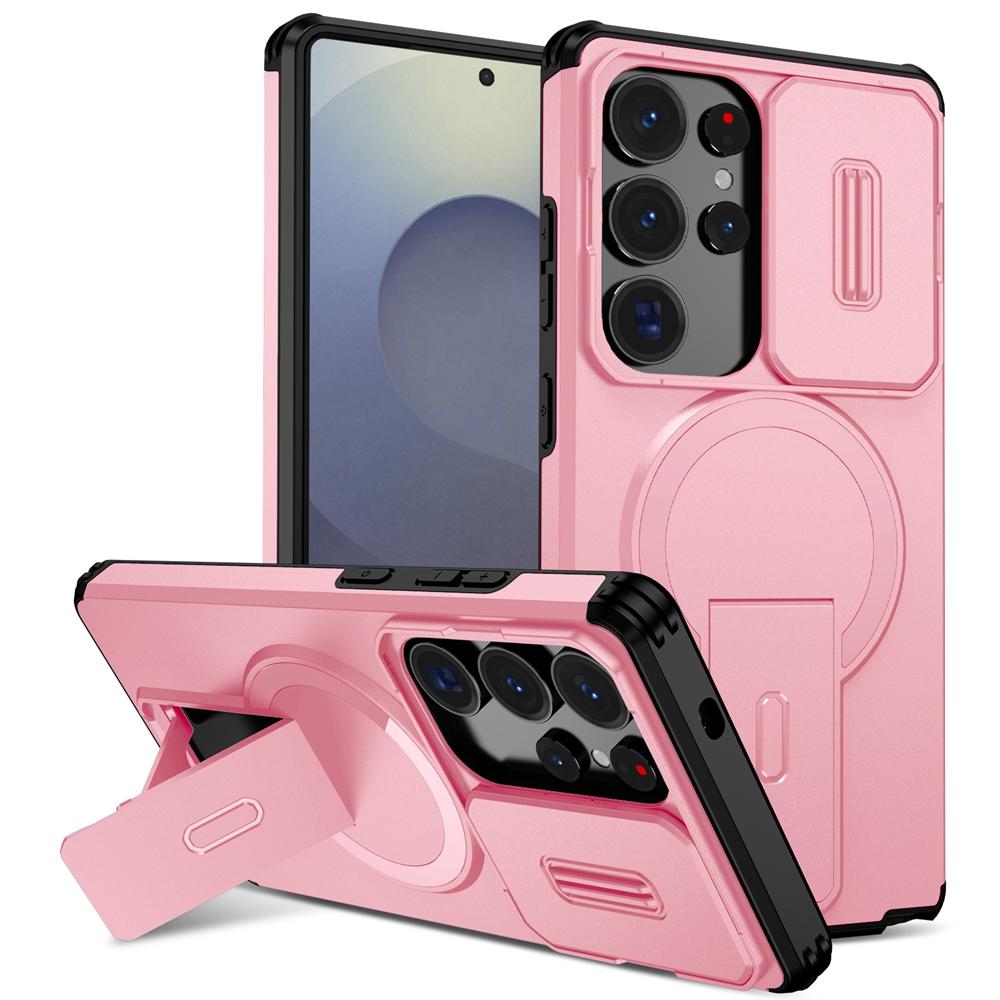 Armor Slide Camera Lens Case For Samsung Galaxy S26 S25 S24 S23 S22 Ultra Plus Magnetic Car Mount Foldable Kickstand Cover