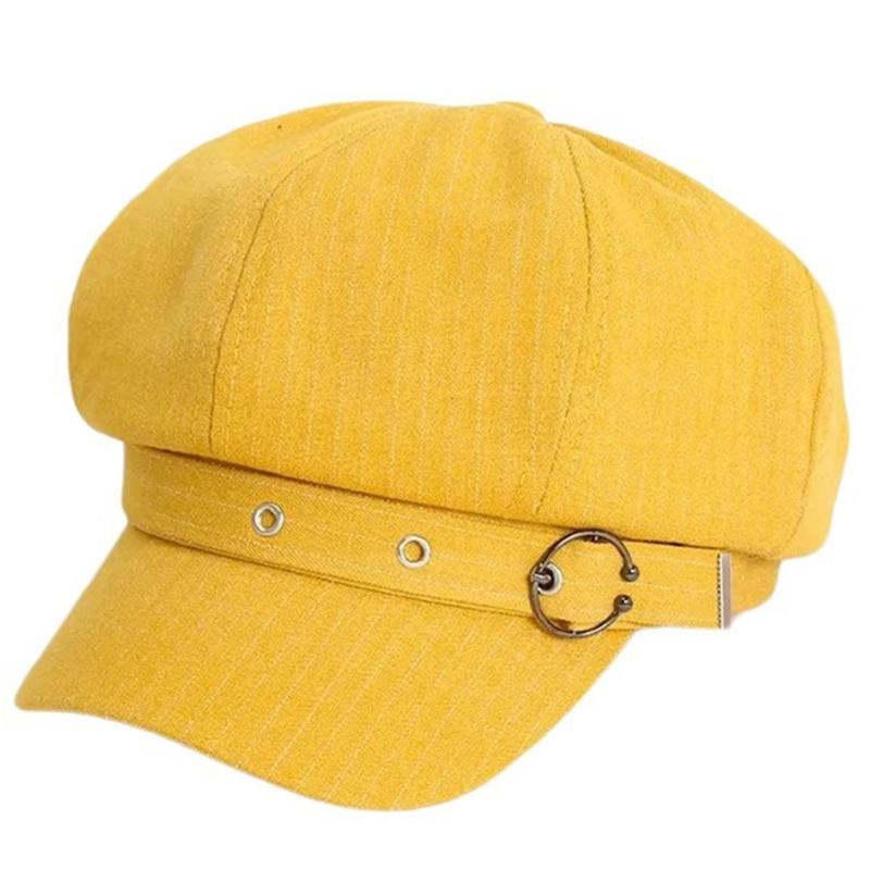 Spring Beret Hat Woman Commutes Octagonal Hat Camping Taking Photo Beret Hat with Metal Fastening for Girlfriend