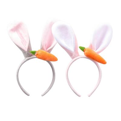 2 Pièces Mignonnes Pâques Peluche Oreilles de Lapin Fluffy Bandeaux Cheveux Fête Accessoire Fantaisie Serre-tête Lapin Décoration de Fête Cadeau
