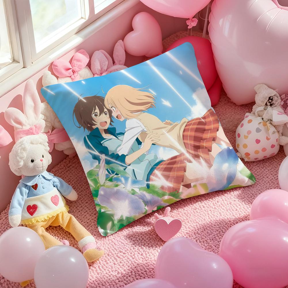 Asagao to Kase-san Cushion Cover Pattern Printed Pillowcase for Living Room Sofa Cushion Cover & Bedroom Decor