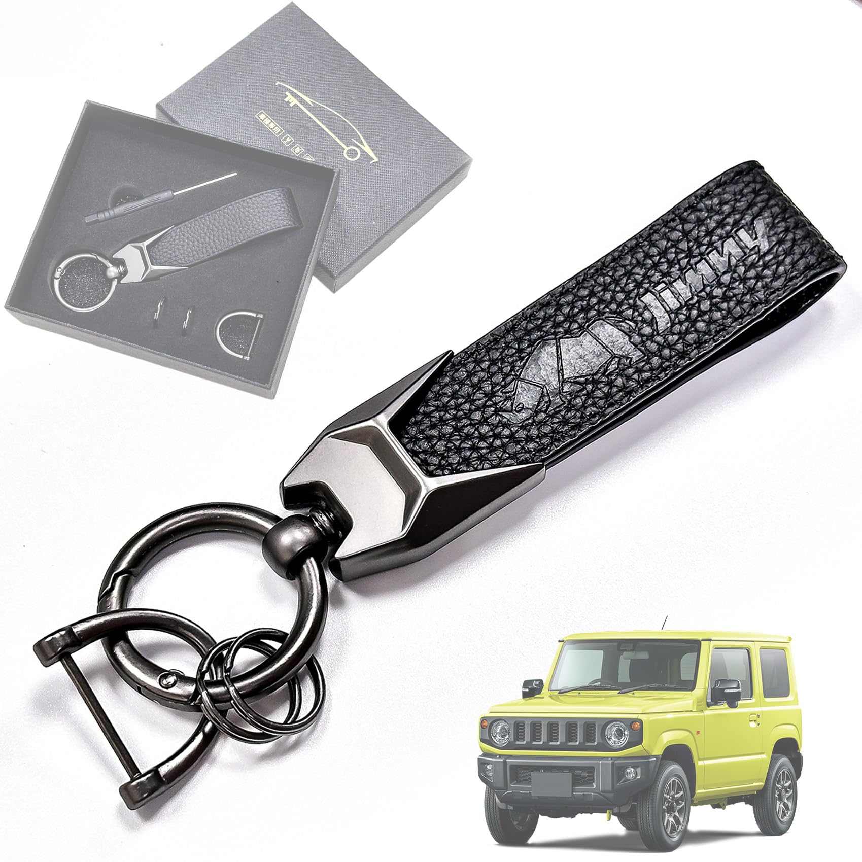 

SUVVNE Jimny Premium Genuine Car Key Ring with Car Comfortable to the Car Retirement Commemorative Business Japanese Instructions Included Keychain,