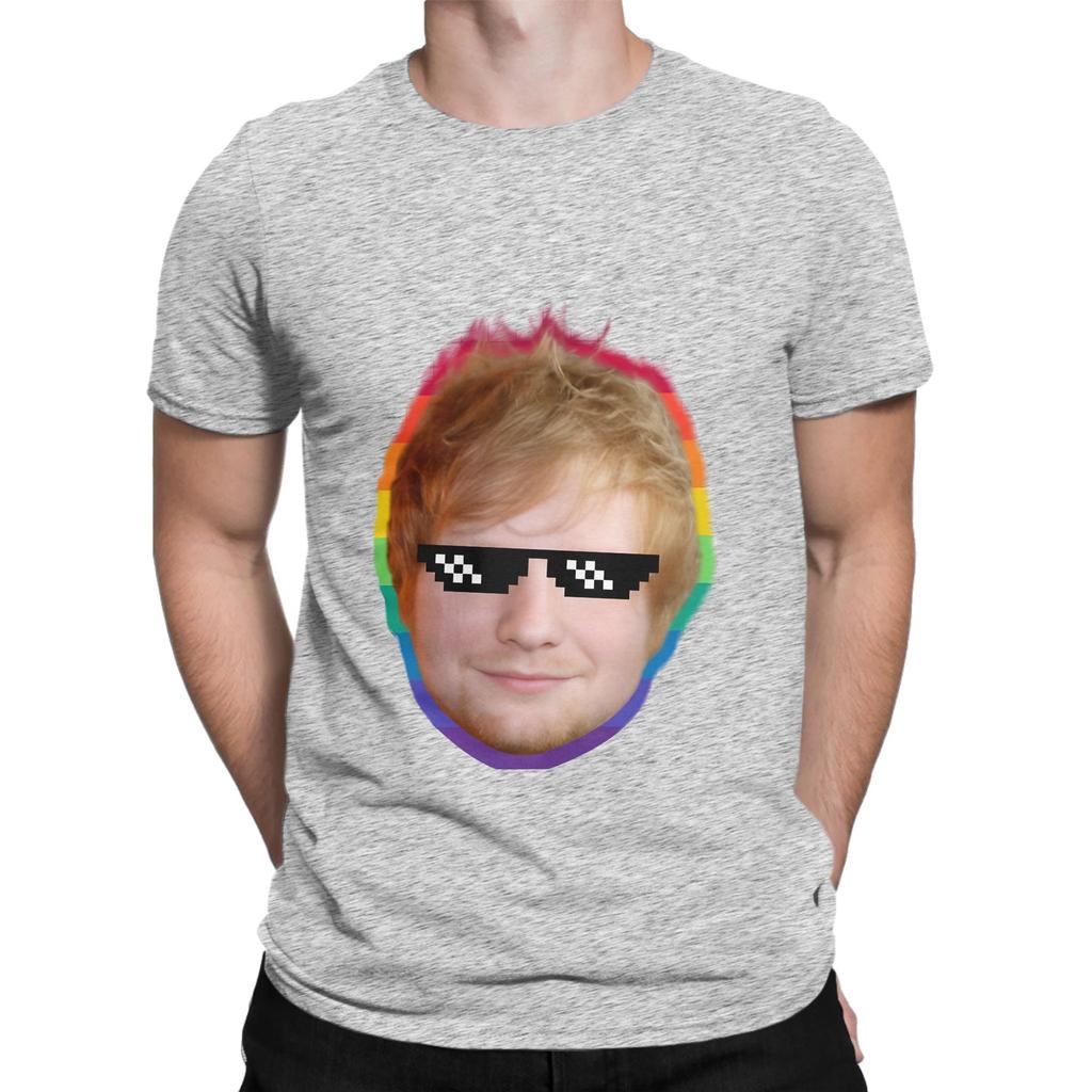 Singer Face And Rainbow Outline Funny 100 Cotton TShirt EEd Sheeran Tops Tees For Unisex