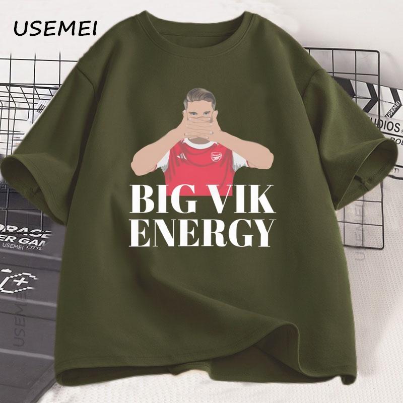 Arsenal Football Victor Gyokeres Cartoon Graphic Tshirt Big Vik Energy Cotton Printed T Shirt Loose Short Sleeve Unisex Clothes