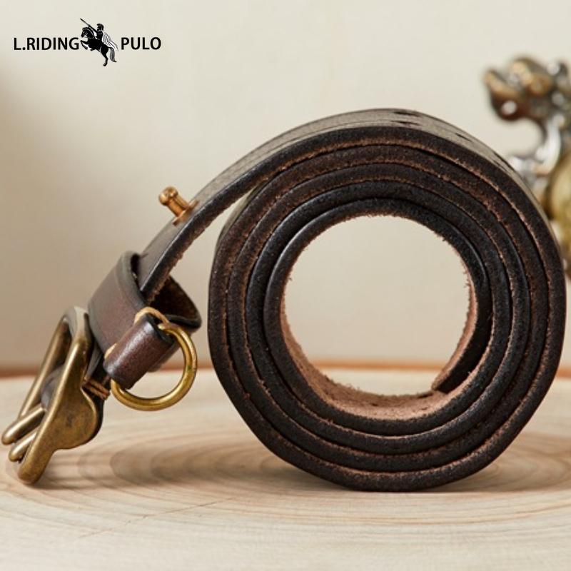 Móda v korejském stylu Osobnostní trend Pás s dvojitou sponou Pánský z pravé kůže Čistá hovězí kůže Retro Mládež Všestranný džínový pás