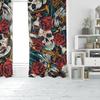 Light Blocking Floral Skull Printed Curtain Design Polyester Halloween Window Decor Gothic Home Set Of 2 Made With Rod Pocket Washable