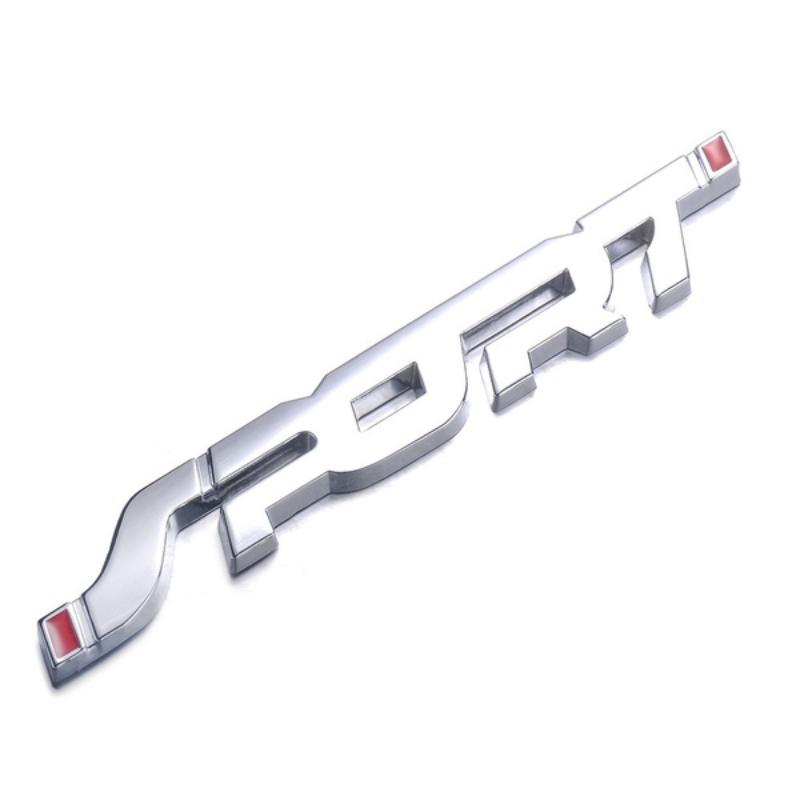 Adesivo per accessori auto, stile metallo 3D cromato nero, auto, bagagliaio, corsa, sport, parola, lettera, logo, emblema, distintivo, decalcomania, adesivo