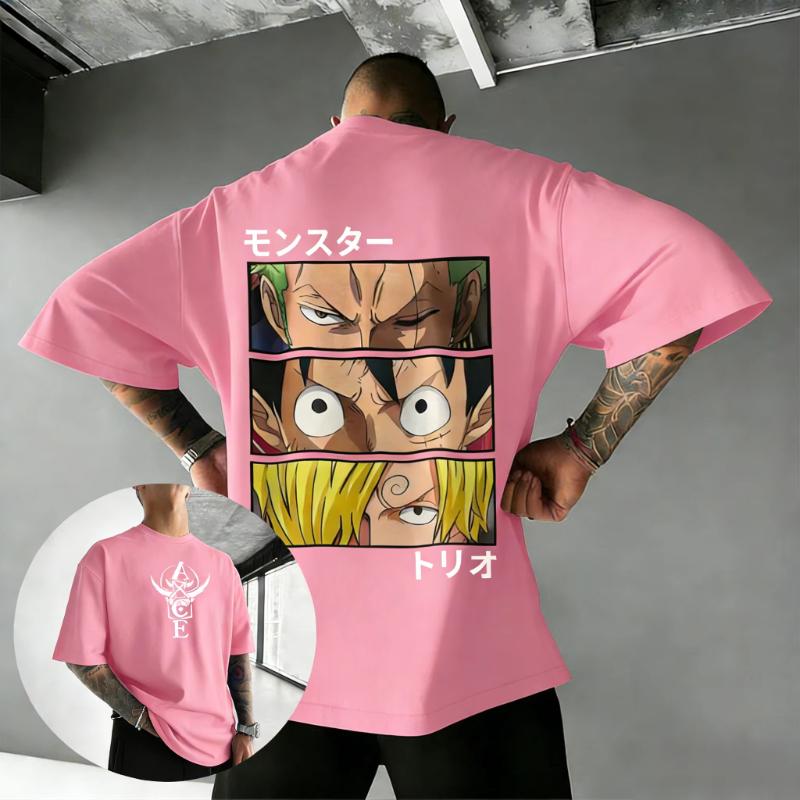 2026 ONE PIECE Summer Unisex Cotton Tshirt New Anime Creative Color Printing Street Hiphop Loose Casual Y2K Parentchild Top