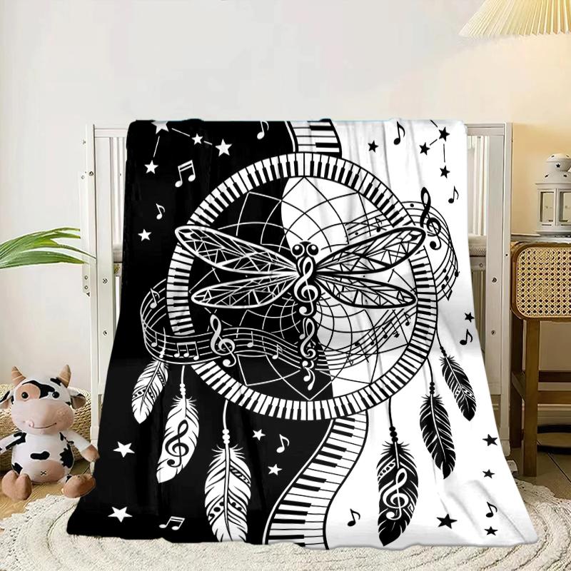 Dreamcatcher Dragonfly Music Feathers Blanket Flannel Blanket Throw Blanket Sofa Cover Blanket Soft Premium Blanket Picnic Blanket Tv Blanket Gifts