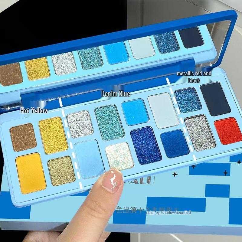 DIKALU True Colors Pearlescent 16-Color Kids' Eyeshadow Palette for Impromptu Stage Makeup