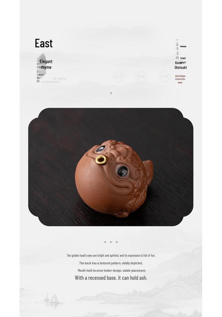 Purple Clay Golden Toad Incense Burner: Zen Desktop Aromatherapy Holder for Home