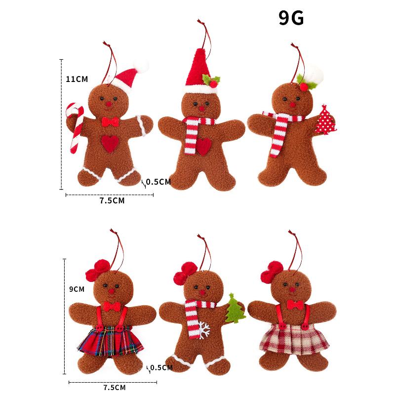 1/3/6Pcs Christmas Fuzzy Gingerbread Man Doll Xmas Tree Pendants  Year Kids Gift Hanging Ornaments Christmas Decorations For