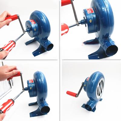 200W Hand Crank Blower Barbecue Fan Manual Blower Household Air Blower BBQ Fan Blower with Manual Handle Cooking Tool