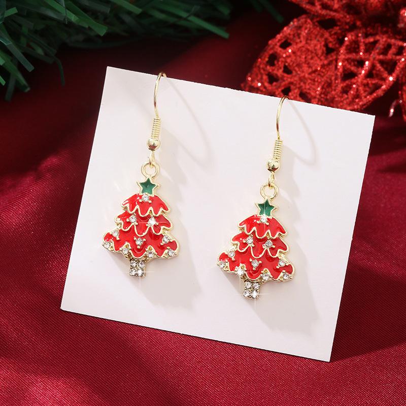 Christmas Santa Snowflake Earrings Cane Candy Bells Elk Earrings Christmas Hat Earrings