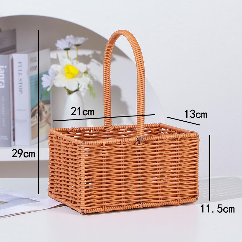 Handmade Imitation Rattan Picnic & Gift Basket with Iron Art Elements