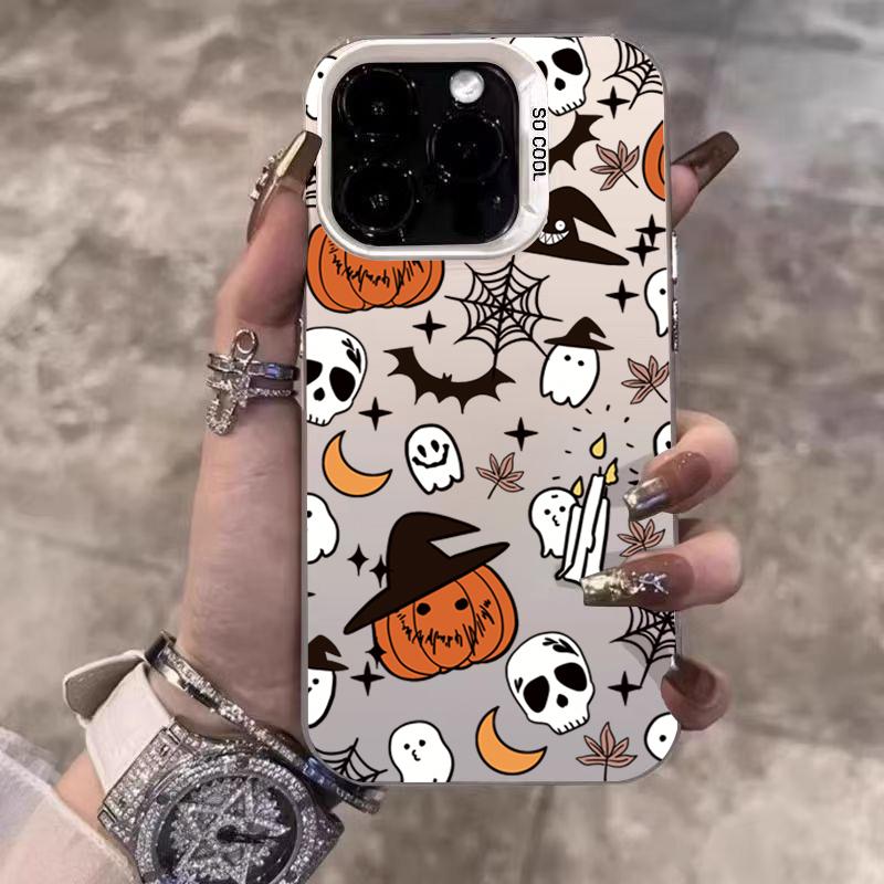 

Halloween Pumpkin Ghost Electroplate Phone Case For Xiaomi Poco F6 X5 X6 M6 Pro Mi 15 14 13 12 13T 14T Pro 11 Lite NE Cover Mi 15