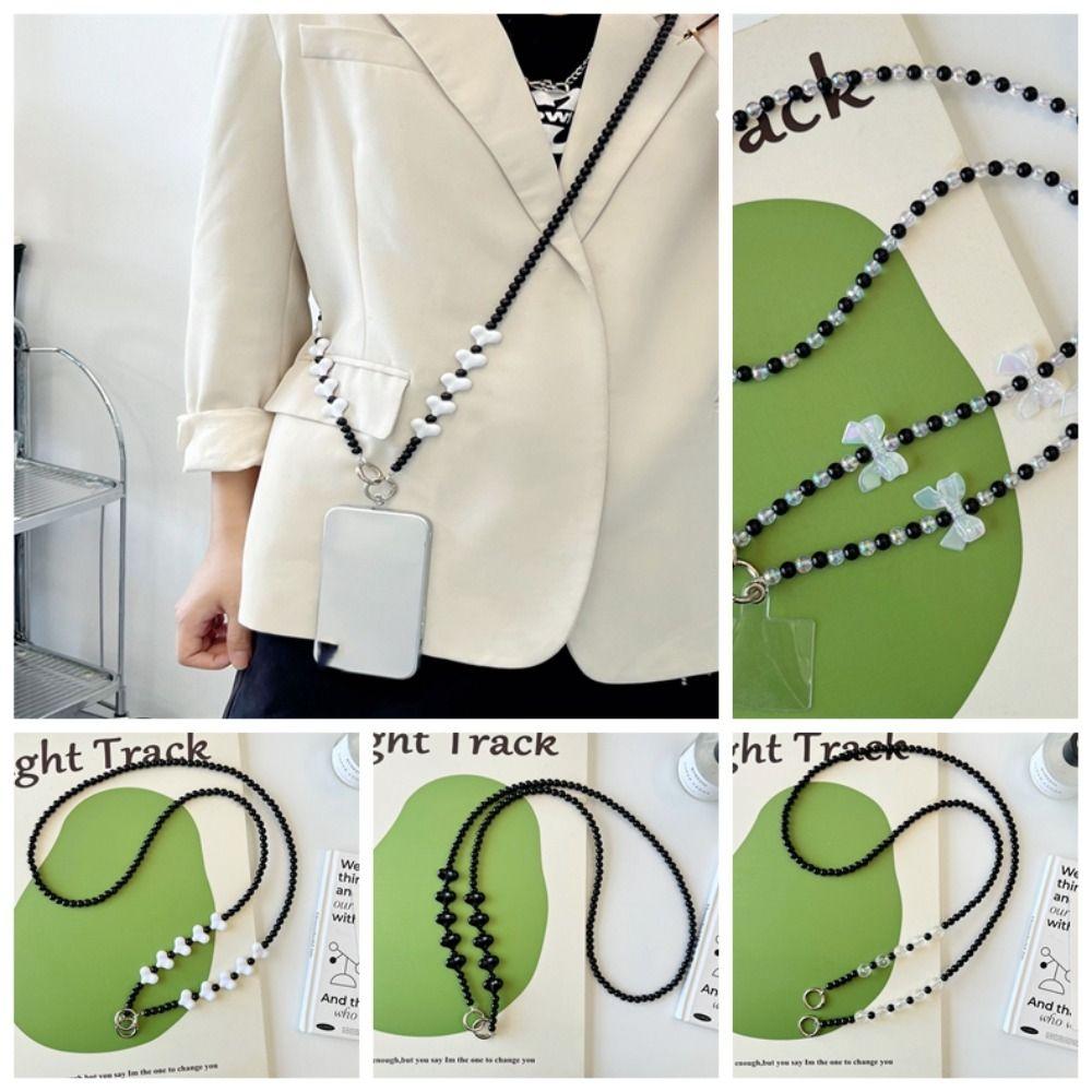 Sweet Long Crossbody Phone Chain Long Cellphone Lanyard Phone Case Decor Beads Phone Strap  Girls