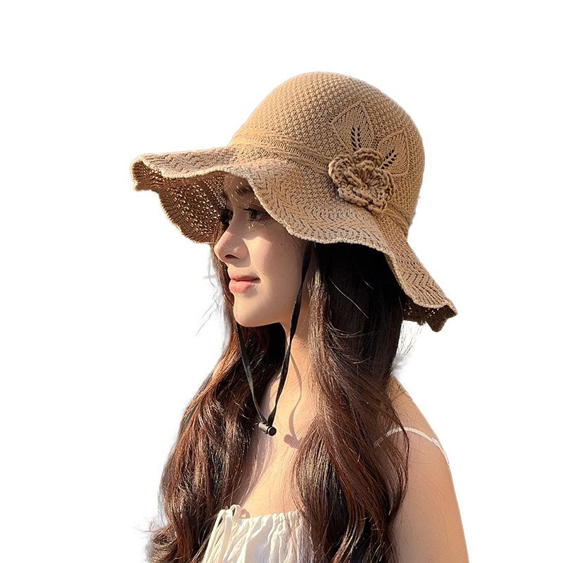 Summer Casual Flat Brim Hat Women's Floral Sunshade Beach Cap Face Hats
