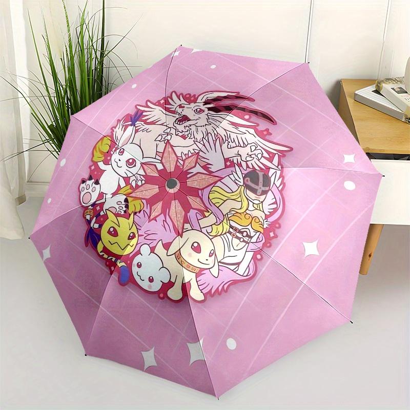 

1pc Pokemon Circular Illustration Umbrella with Plastic Handle,Suitable for All Seasons Home Travel Outdoor UmbrellaM1202