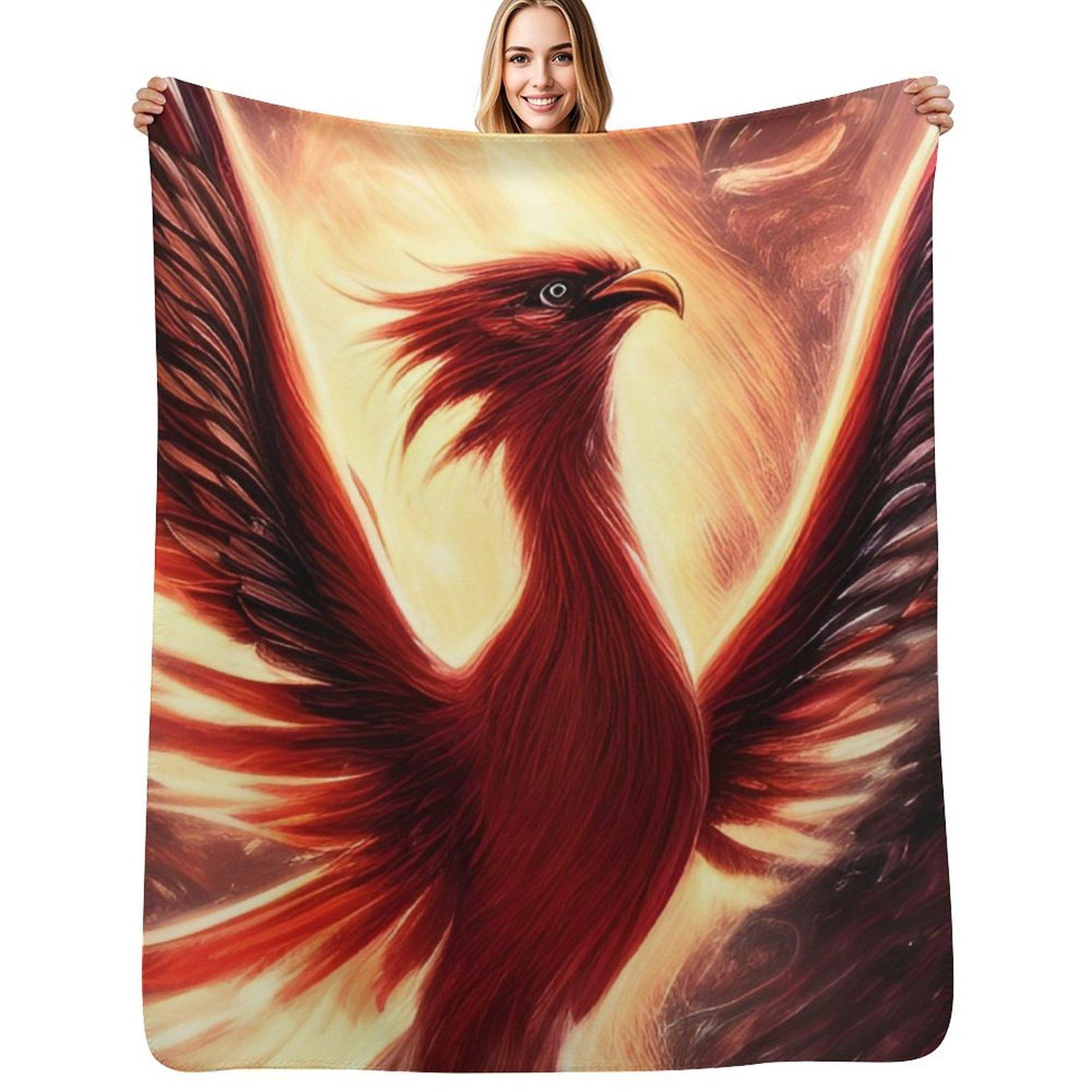 Red Phoenix Fantasy Mythical Creature Throw Blanket Cozy Sofa Blanket for TV Watching Napping 102x76cm(40x30in)