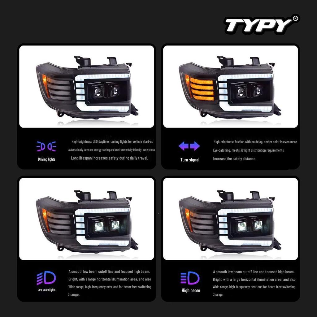 Toyota Land Cruiser LC76 Headlight Assembly: LED Daytime Running Lights & Flowing Turn Signals for LC71 Modification