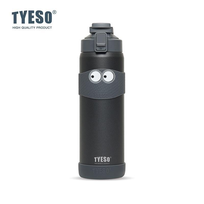 TYESO 900ML Double Wall Insulated Water Bottle Hot 304 Stainless Steel Flask for Fitness Outdoor Daily Use Drink with non-slip pad and Eye Sticker