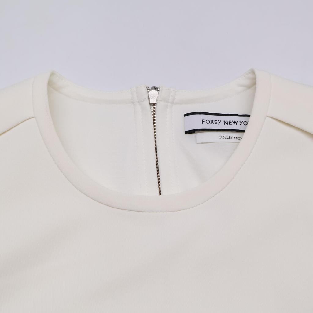 FOXEY NEW YORK 35094 White Polyester Front Double Pocket Long Sleeve Dress Dress whiteUsed