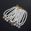Fashion cat and dog pet pearl necklace accessory colorful love diamond pendant cat cat dog neck chain cute