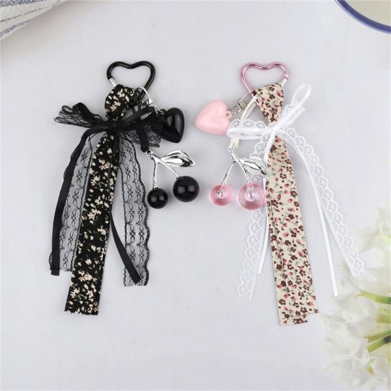 Cute Heart Keychain,Bag Charms,Cherry Key Chain Accessories Decor for Purse Handbag Car Keychain For Women and Girls